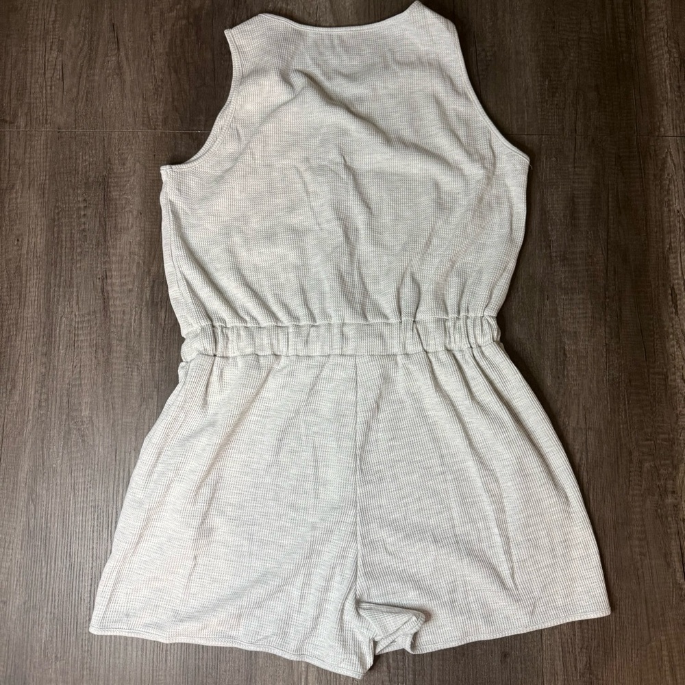 Waffle Knit Romper with Buttons - Picture 9 of 10